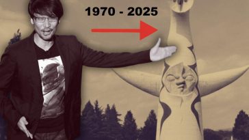 kojima che indica torre del sole di expo 1970, scritta 1970 2025 freccia rossa