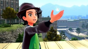 screenshot di leggende pokemon za con allenatore protagonista che ottiene una megapietra