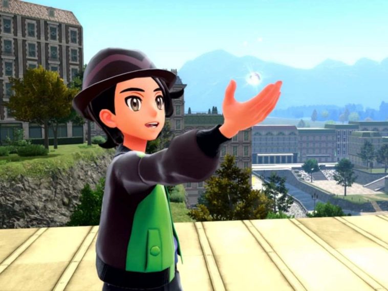 screenshot di leggende pokemon za con allenatore protagonista che ottiene una megapietra