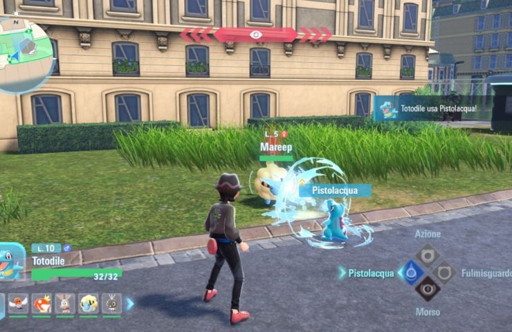 screenshot di Leggende Pokemon Z-A con battaglia con un selvatico