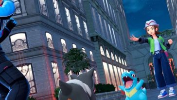 leggende pokemon za scena di lotta tra totodile e houndour