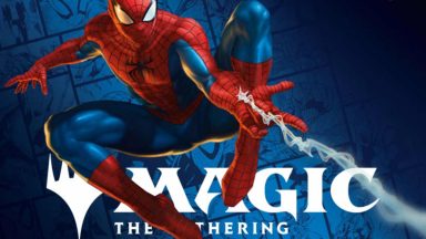 Spider-man su sfondo blu con scritta Magic