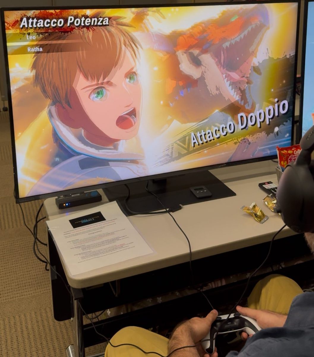 Animazione di Attacco Doppio in Monster Hunter Stories 3 Twisted Reflection: il personaggio principale e il suo Rathalos urlano mentre si scagliano in attacco