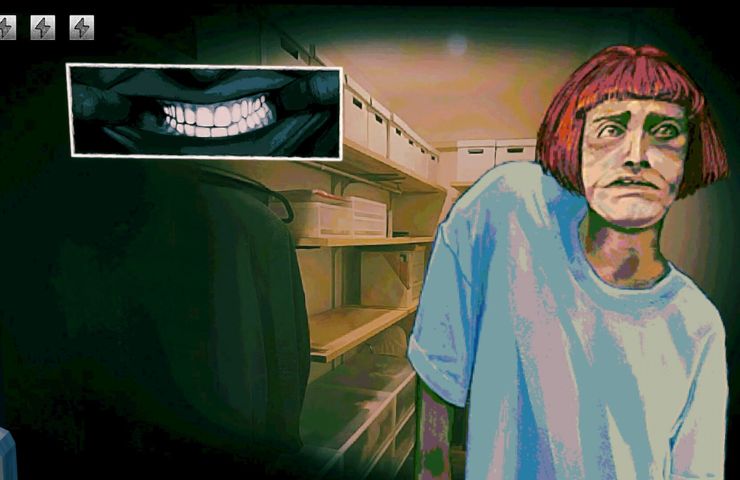 screenshot di no, i'm not a human con persona in camice azzurro e capelli rossi