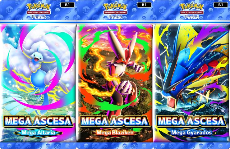 bustine pacchetti del set Pokémon Pocket Mega Ascesa