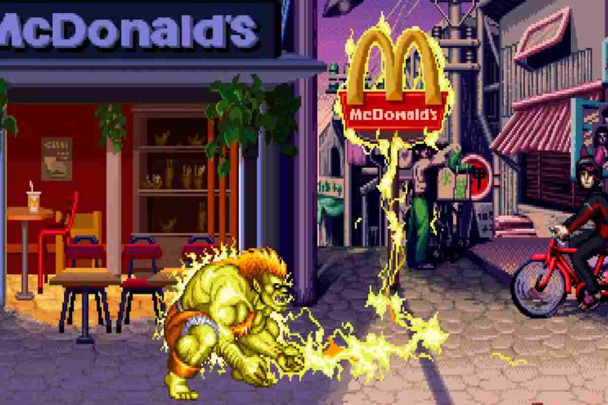 blanka emette raggio elettrico verso simbolo mcdonald's