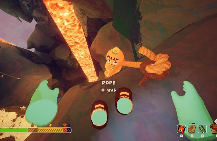 screenshot di peak con giocatore che sta salendo per una corda