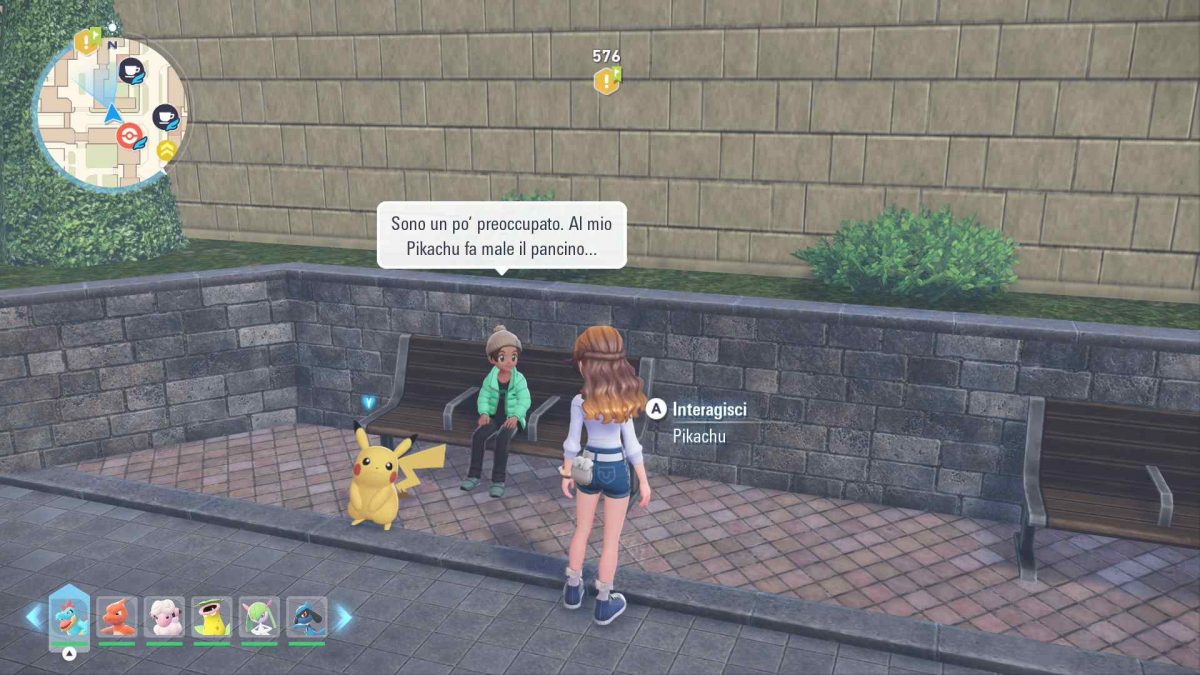 screenshot di Leggende Pokémon Z-A con NPC che parla con allenatore