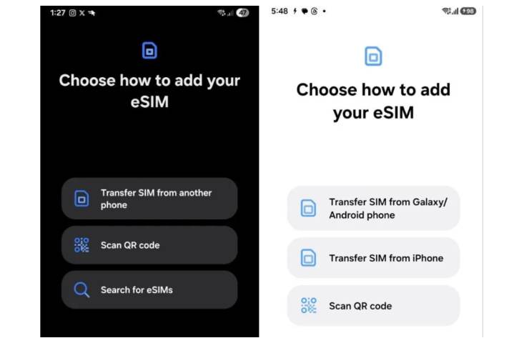 schermata passaggio esim
