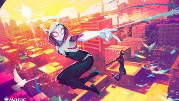 illustrazione spidergwen per collaborazione tra magic e spider-man