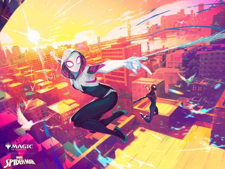 illustrazione spidergwen per collaborazione tra magic e spider-man