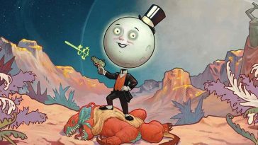 the outer worlds 2 key art con uomo luna su una creatura morta