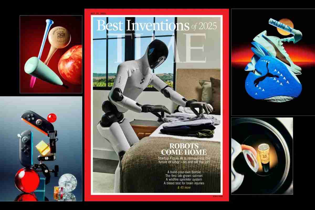 scritta Best inventions 2025 Time, copertina time magazine con robot umanoide