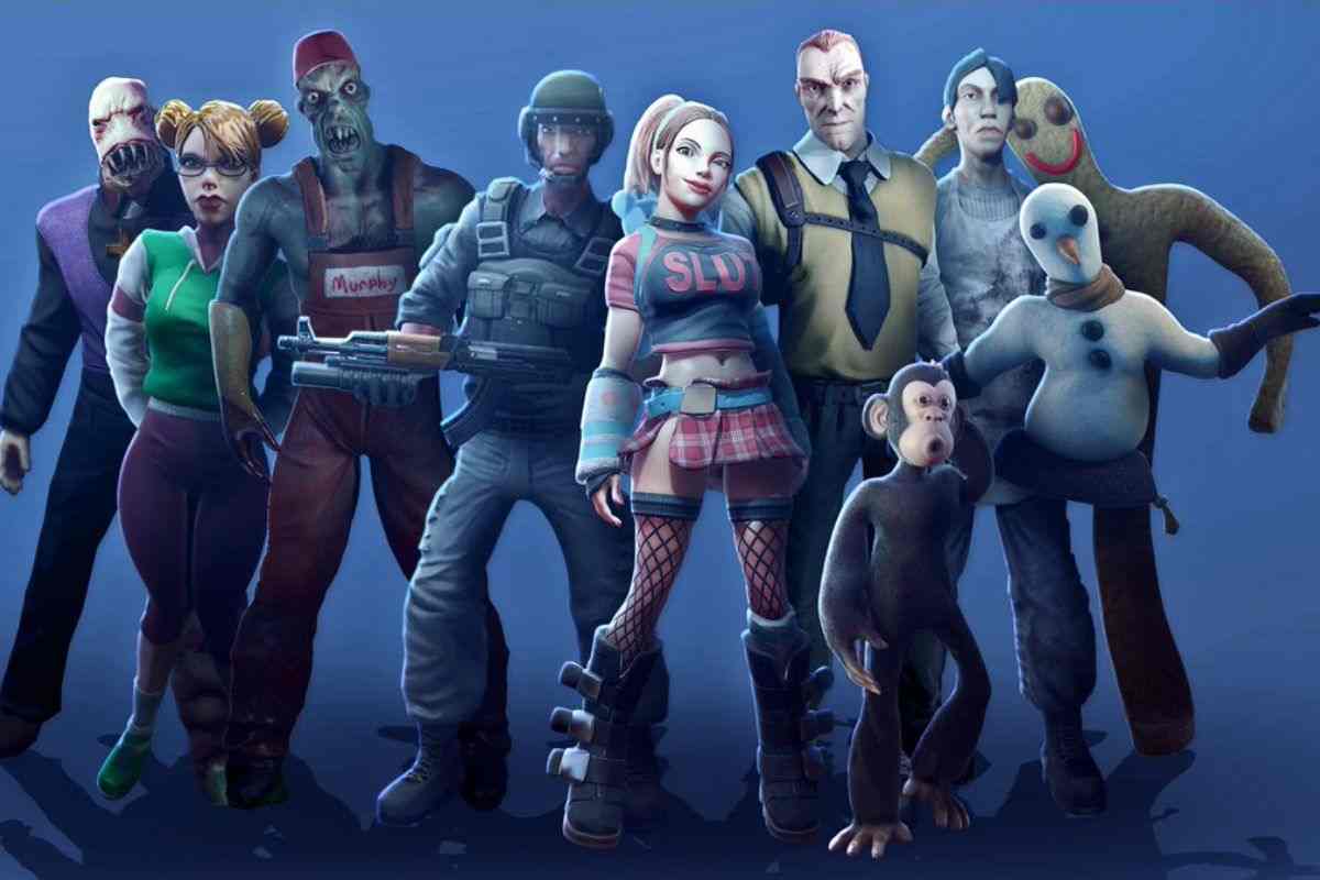 ragazza con gonna, soldato, uomo con cravatta, pupazzo di neve, alieno mostruoso