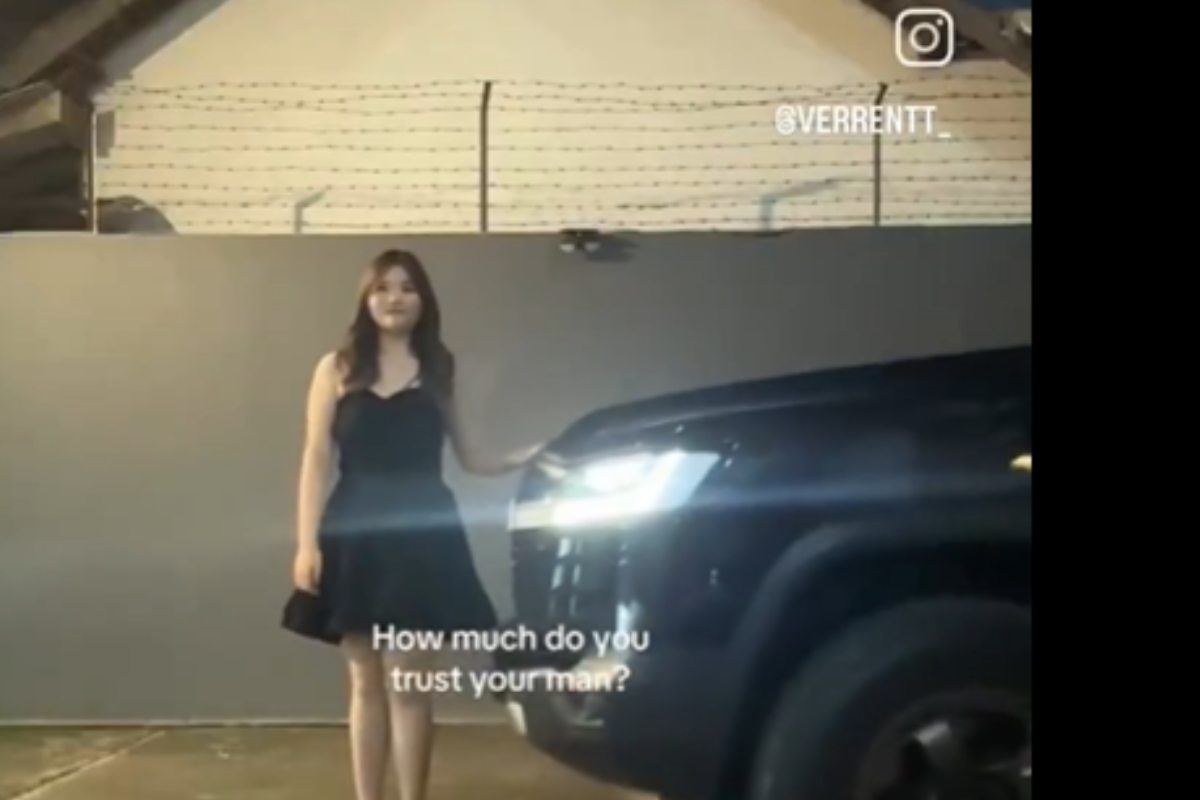 Un frammento del video di TikTok legato al trend del Trust Him