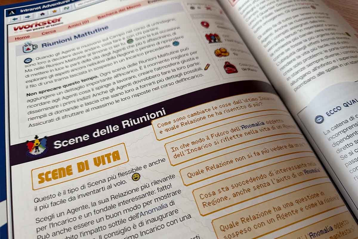 Le pagine che descrivono le indicazioni su come funziona l'equipaggimaento, impaginate come una vecchia pagina web