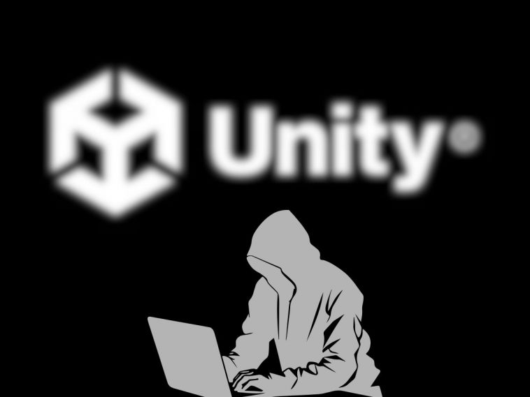 logo unity, immagine ragazzo incappucciato che scrive al PC