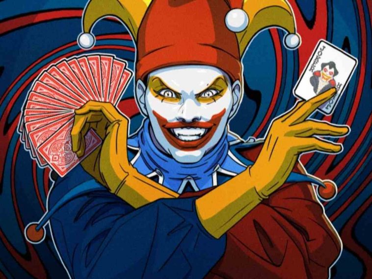 immagine chiave che mostra il pagliaccio di Balatro in vampire survivors