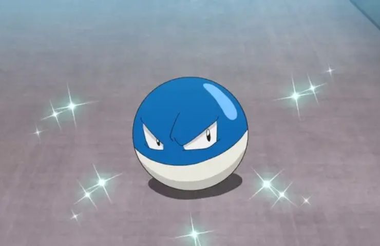 screenshot dell'anime con voltorb shiny