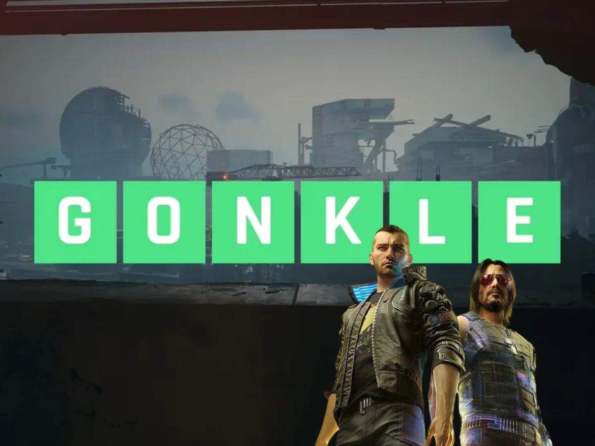 scritta gonkle, personaggio con capelli lunghi e occhiali da sole, personaggio con capelli corto e giubotto