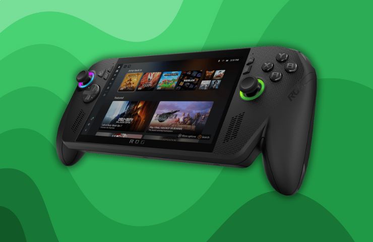 xbox rog ally x su sfondo verde