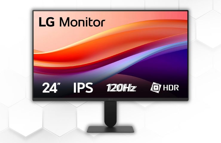 LG Monitor 24" su sfondo bianco