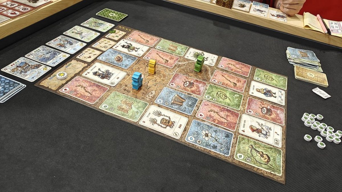 Primo piano della plancia di gioco di Pilgrims