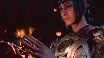 personaggio di baldur's gate 3 con una sfera magica fra le mani