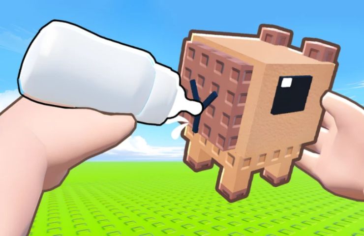 screenshot di build a zoo con personaggio che abbevera un animale