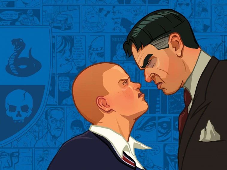 key art di Bully con protagonista a muso duro con avversario su sfondo blu