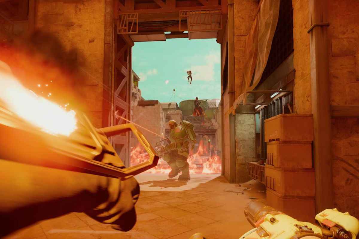 visaule in prma persona di bracco che spara esplosivo