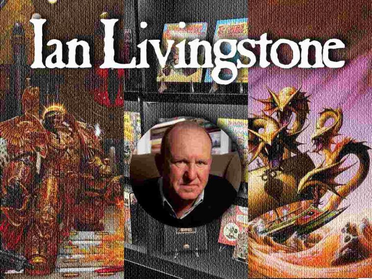 Ian Livingstone copertina con dietro gli universi a cui ha creato