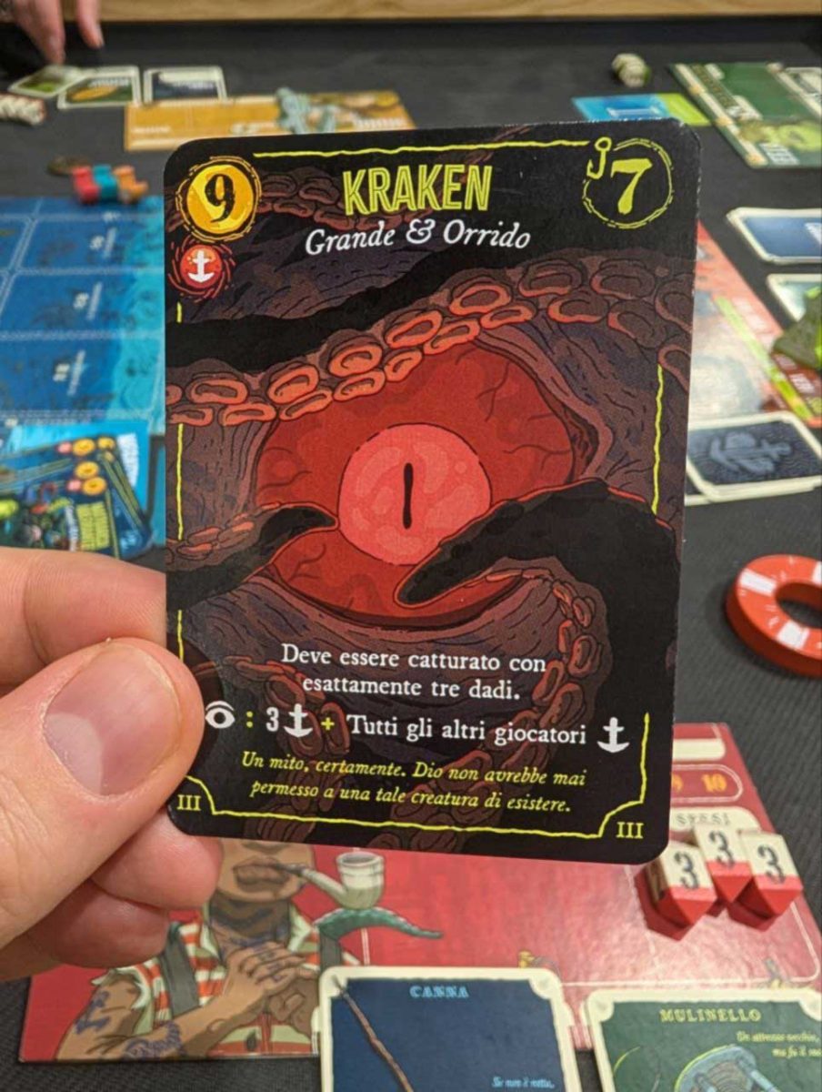 Carta del Kraken del gioco da tavolo Deep Regrets