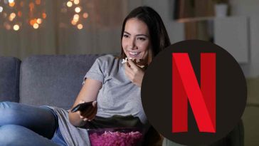 donna guarda tv con logo netflix