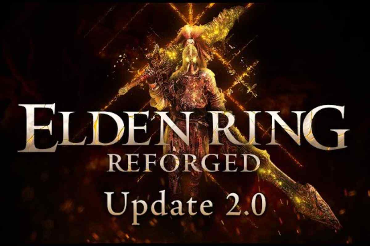 cavaliere con spadone, scritta Elden Ring reforged update 2.0