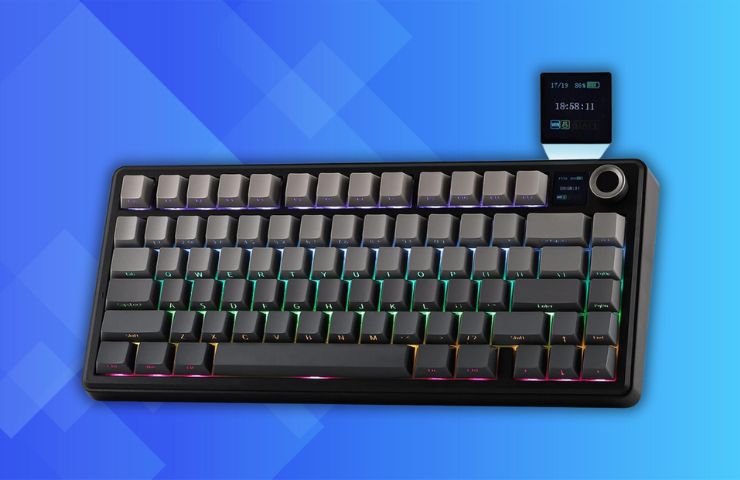 tastiera Epomaker x Aula F75 su sfondo blu
