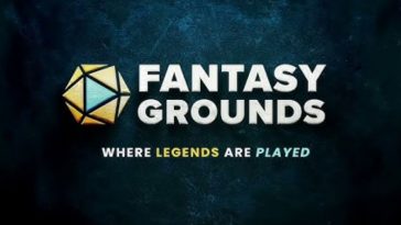 scritta fantasy grounds, logo dado 20 facce