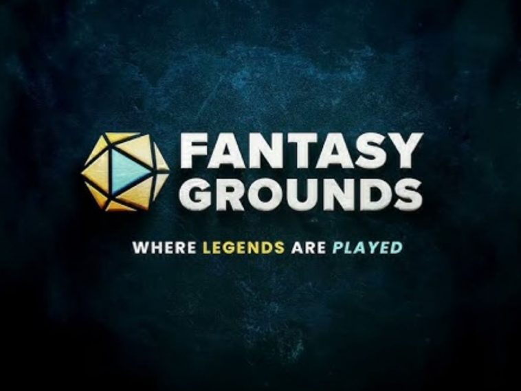 scritta fantasy grounds, logo dado 20 facce