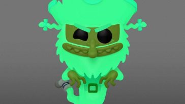 funko pop olandese volante brilla al buio su sfondo grigio scuro