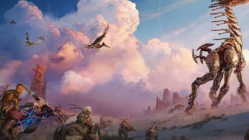 immagine chiave di horizon steel frontiers con giocatori che corrono su cavalli