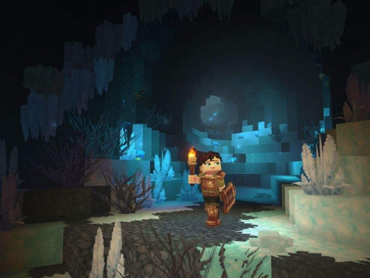 screenshot di hytale con personaggio nella caverna