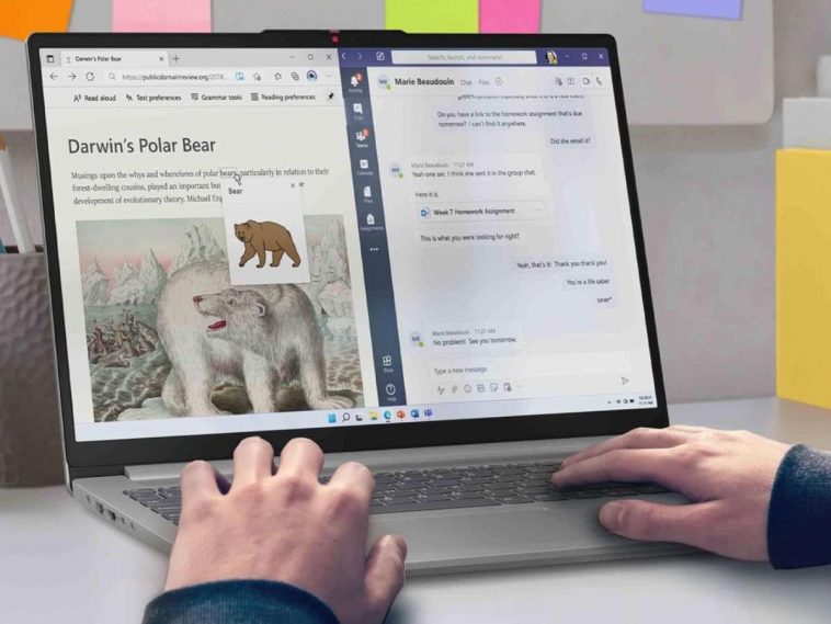 persona che sta usando il Lenovo Idea Pad Slim 3 notebook