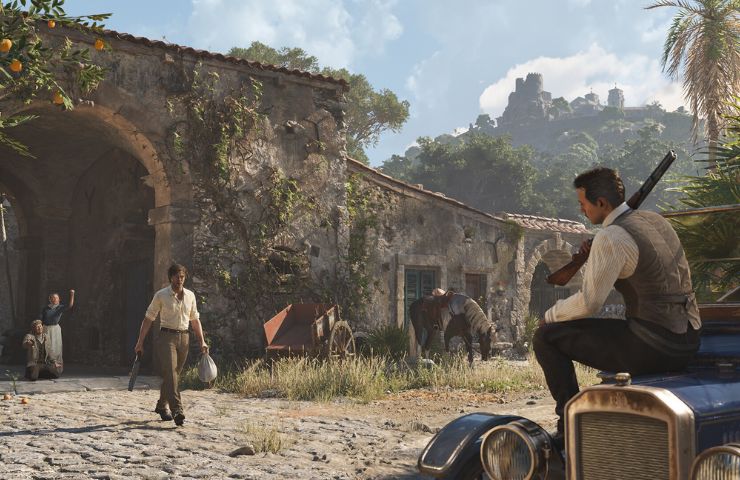screenshot di mafia terra madre con scena di gioco nel paesino
