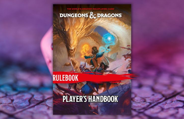 Manuale del Giocatore dungeons and dragons su sfondo viola