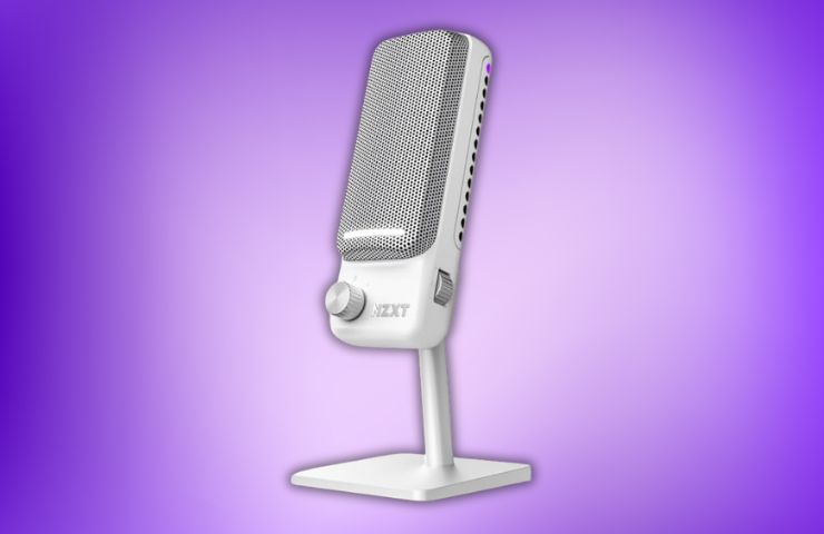 microfono NZXT Capsule Elite su sfondo viola