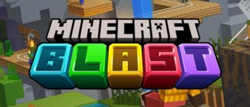 logo minecraft Blast con dietro immagini di Minecraft