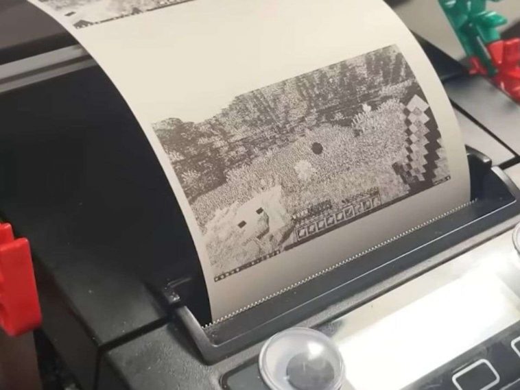 foglio di stampante con screenshot di minecraft