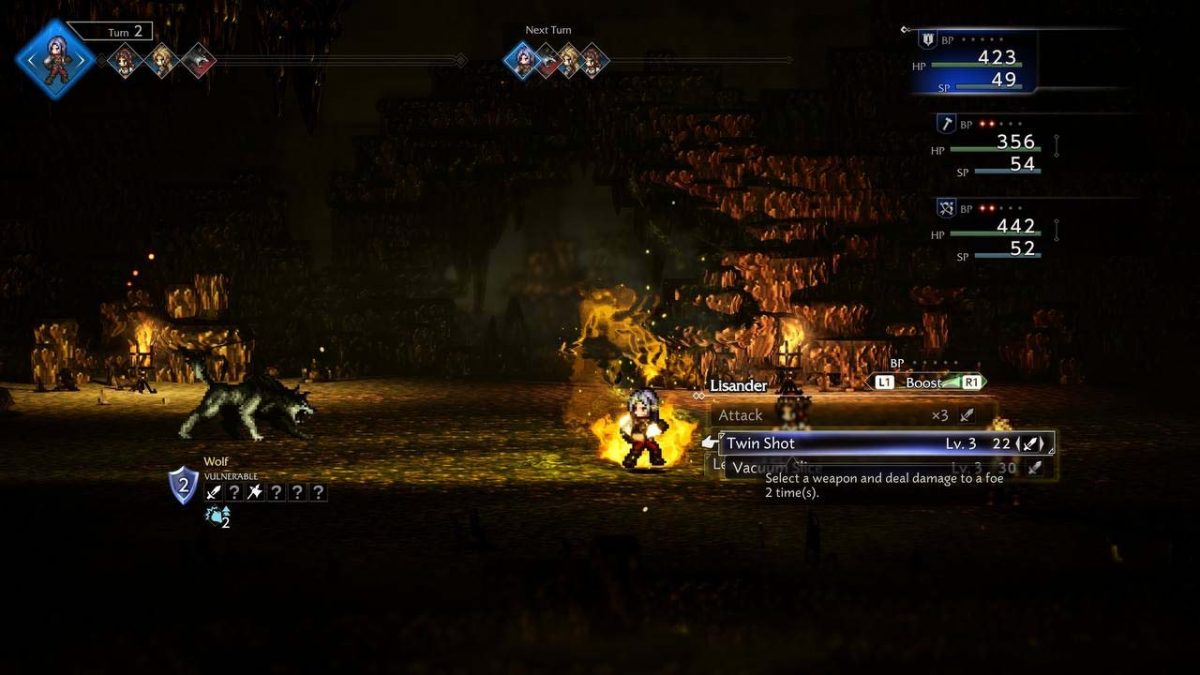 Combattimento a turni di Octopath Traveler 0