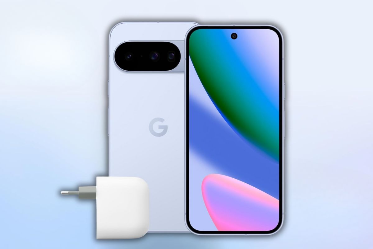 Google Pixel 10 fronte retr, caricabatterie