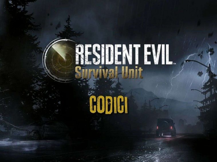 resident evil survival unit title screen con scritta codici